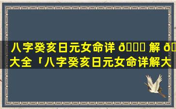 八字癸亥日元女命详 🍀 解 🐛 大全「八字癸亥日元女命详解大全图片」